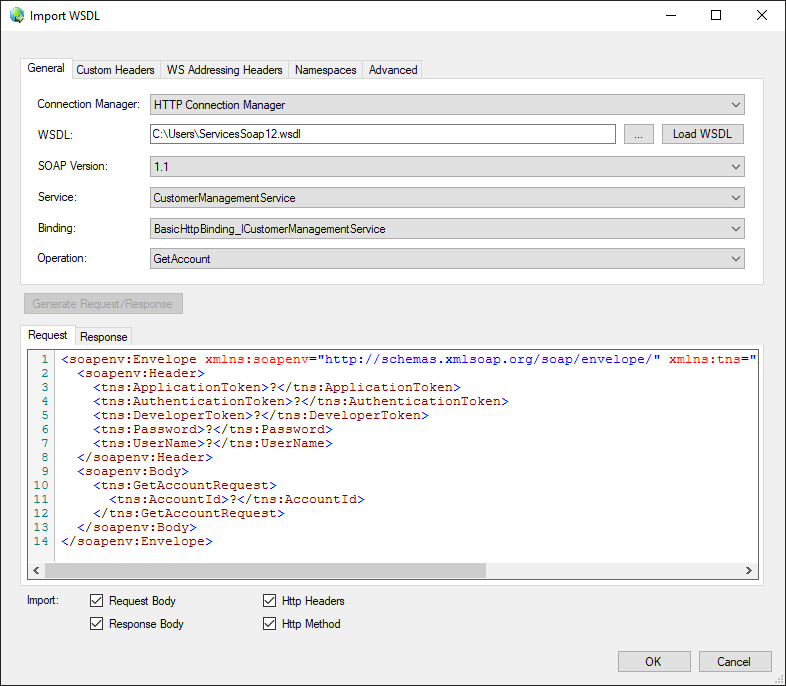 SSIS XML Source - Import WSDL